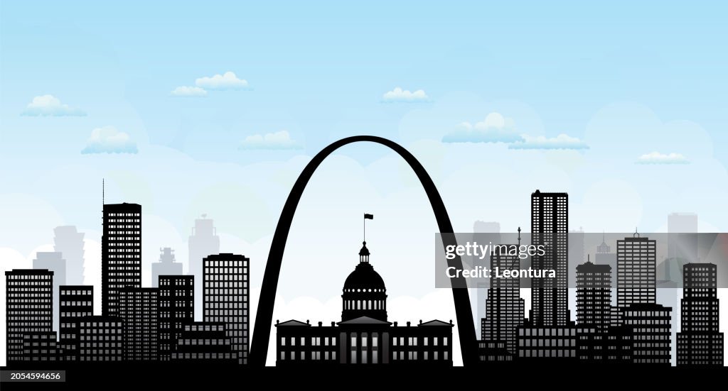Saint Louis Skyline Silhouette (All Buildings Are Highly Detailed, Moveable and Complete)