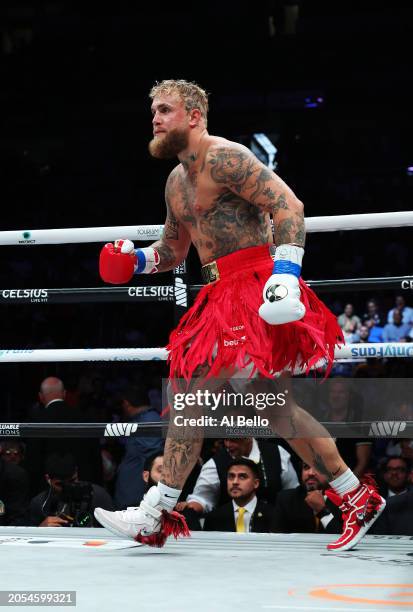 Jake Paul enters the ring against Ryan Bourland before their cruiserweight fight at Coliseo de Puerto Rico on March 02, 2024 in Hato Rey, Puerto Rico.