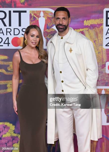 Kate Ferdinand and Rio Ferdinand attend the BRIT Awards 2024 at The O2 Arena on March 02, 2024 in London, England.