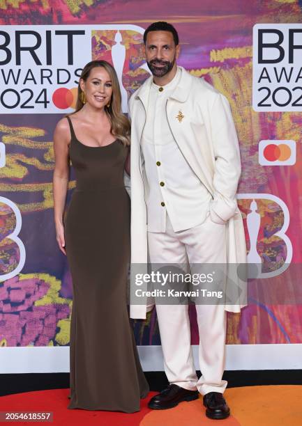 Kate Ferdinand and Rio Ferdinand attend the BRIT Awards 2024 at The O2 Arena on March 02, 2024 in London, England.