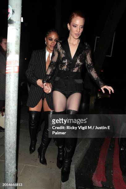 Alex Scott and Jess Glynne seen attending RAYE x BRIT Awards After Party at Decimo at The Standard on March 02, 2024 in London, England.