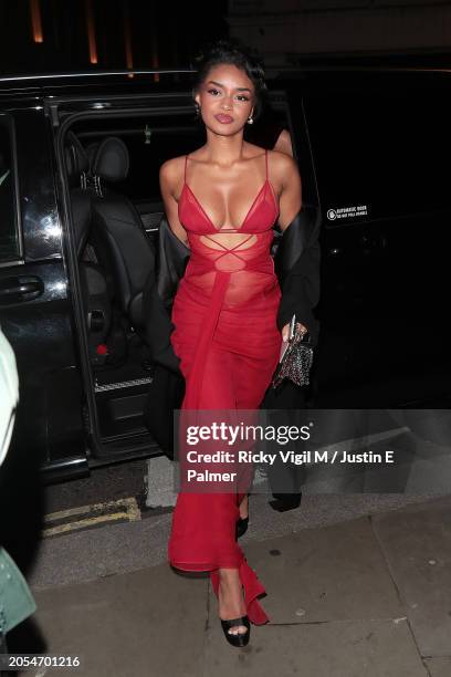 Kenza Boutrif seen attending the Warner Music & Cîroc Vodka BRIT awards after party at NoMad on March 02, 2024 in London, England.