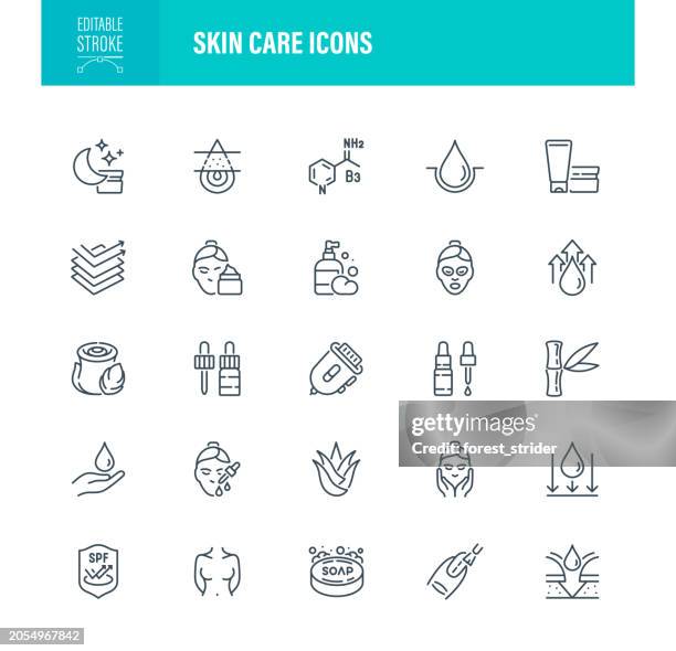 skin care icons editable stroke - pimple icon stock illustrations