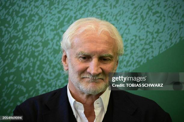 Sporting director of Germany's national football team Rudi Voeller is pictured during a joint press conference for the 100-day-Countdown Event ahead...