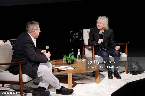 Richard Pena and Qumra Master Claire Denis attend Qumra Masterclass on day two of Qumra 2024, the tenth edition, organised by the Doha Film Institute...