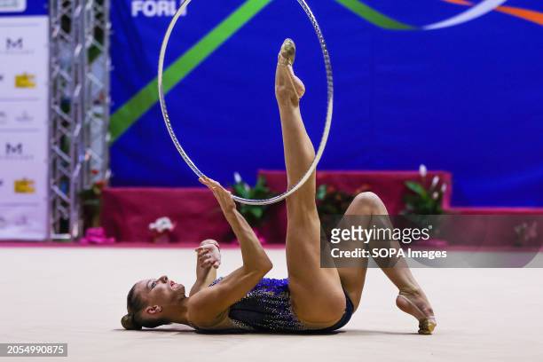 Ekaterina Vedeneeva of Ginnastica Moderna Legnano in action during the Rhythmic Gymnastics FGI Serie A 2024 at Unieuro Arena.