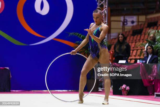 Ekaterina Vedeneeva of Ginnastica Moderna Legnano in action during the Rhythmic Gymnastics FGI Serie A 2024 at Unieuro Arena.