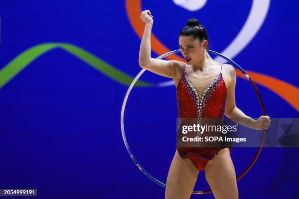 Milena Baldassarri of Ginnastica Fabriano in action during the Rhythmic Gymnastics FGI Serie A 2024 at Unieuro Arena.