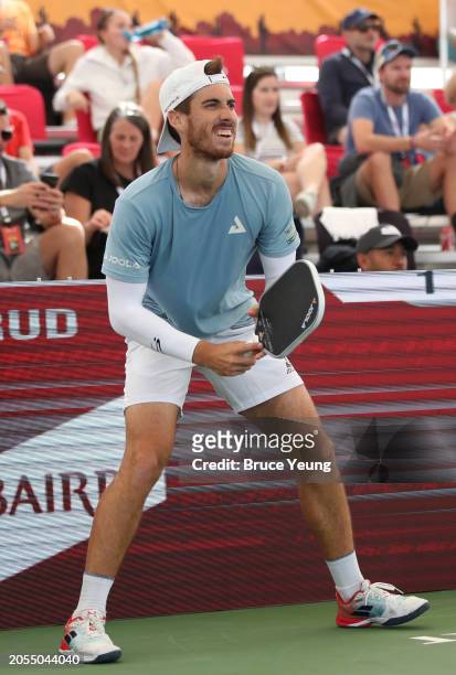 Federico Staksrud prepares to return a serve from Jack Sock in the 2024 PPA Carvana Mesa Arizona Cup semi-finals match of the Pro Men's Singles...