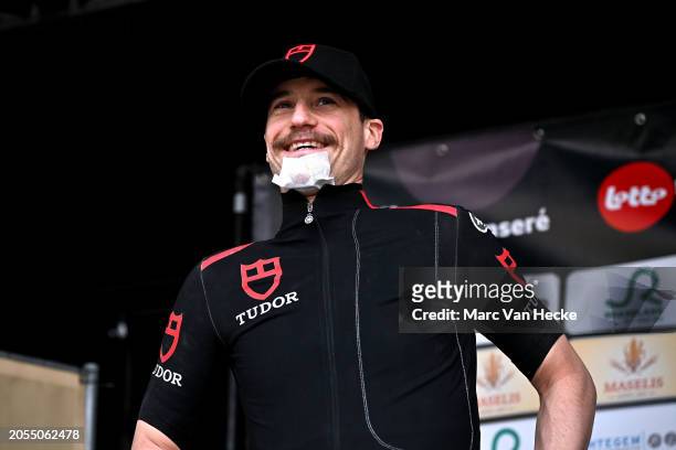 Tom Bohli of Switzerland and Tudor Pro Cycling Team prior to the 13th Grote prijs Jean-Pierre Monsere 2024 a 200.6km one day race from Ichtegem to...
