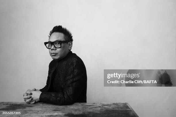 Cinematographer Matthew Libatique is photographed backstage at the 2024 EE BAFTA Film Awards, held at The Royal Festival Hall on February 18, 2024 in...