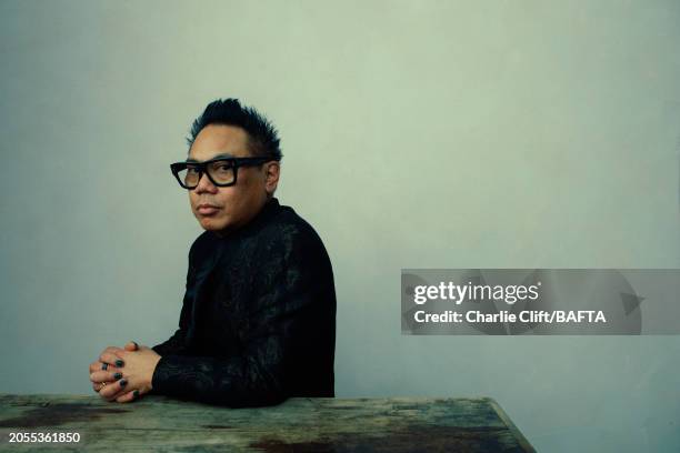 Cinematographer Matthew Libatique is photographed backstage at the 2024 EE BAFTA Film Awards, held at The Royal Festival Hall on February 18, 2024 in...