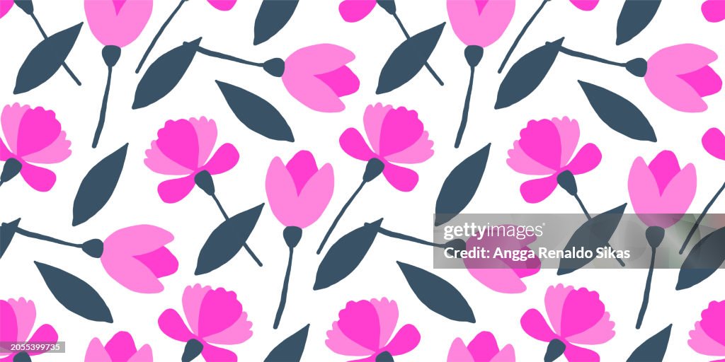 Azalea Plant Pattern Seamless Tropical Pattern With Hand Drawn Pink Azalea Flowers High-Res ...