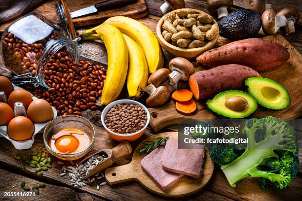 Group Of Raw Food With High Content Of Biotin High-Res Stock Photo