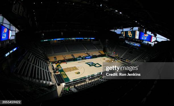 General view before the game between the Baylor Bears and the Kansas Jayhawks at Foster Pavilion on March 2, 2024 in Waco, Texas.