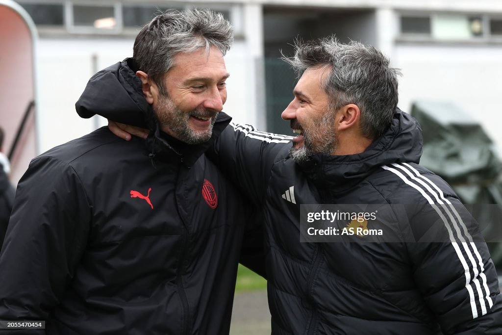 As Roma Coach AS Roma coach Alessandro Spugna and AC Milan head coach Davide Corti ...