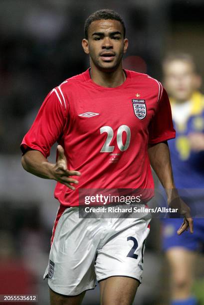 August 18: Kieron Dyer of England running during the International Friendly match between England and Ukraine at St James' Park on August 18, 2004 in...