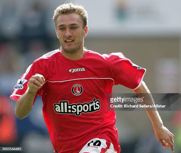August 21: Dennis Rommedahl of Charlton Athletic on the ball during the Premier League match between Charlton Athletic and Portsmouth at The Valley...