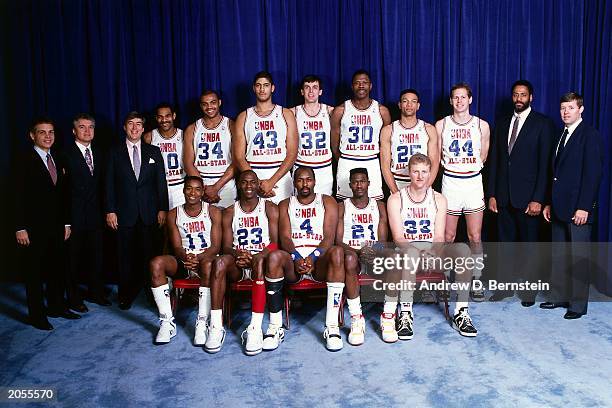 The Eastern Conference All-Star team Mike Fratello, Brian Hill, Brendan Malone, Maurice Cheeks, Charles Barkley, Brad Daughtery, Kevin McHale,...