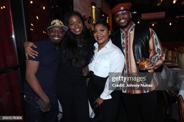 Preezy, Marsha Thompson, Cheyenne Anthony, and PanamaDaPrince attend Rock The Bells Hip Hop 50th Dinner Hosted By Raekwon on March 02, 2024 in New...