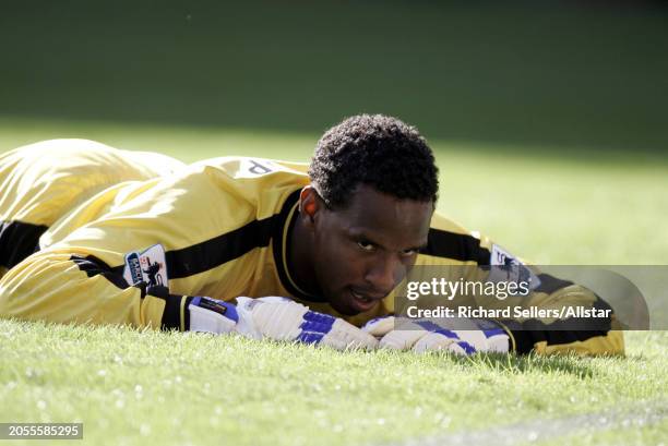 August 21: Shaka Hislop of Portsmouth during the Premier League match between Charlton Athletic and Portsmouth at The Valley on August 21, 2004 in...