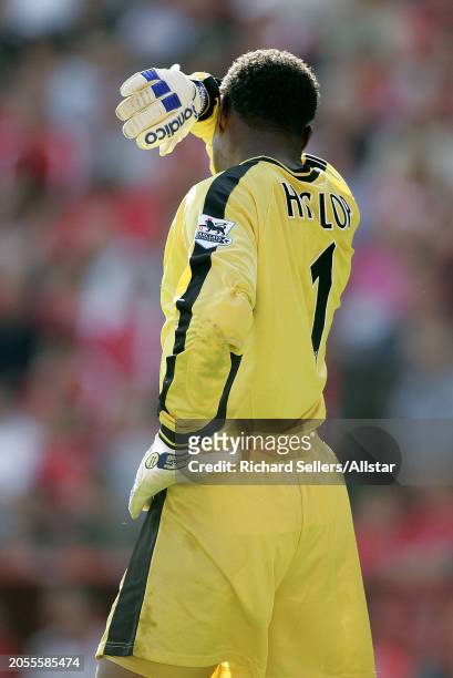 August 21: Shaka Hislop of Portsmouth during the Premier League match between Charlton Athletic and Portsmouth at The Valley on August 21, 2004 in...