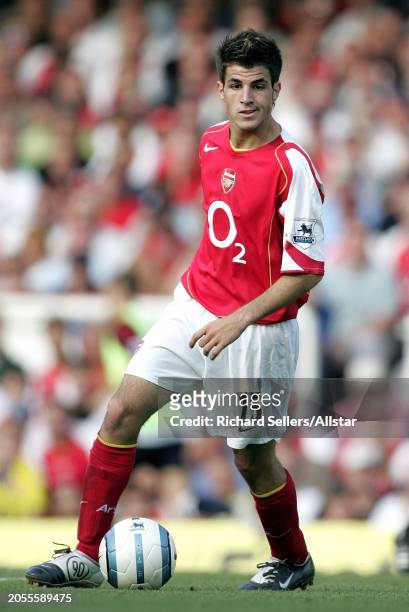 August 22: Cesc Fabregas of Arsenal on the ball during the Premier League match between Arsenal and Middlesbrough at Highbury on August 22, 2004 in...