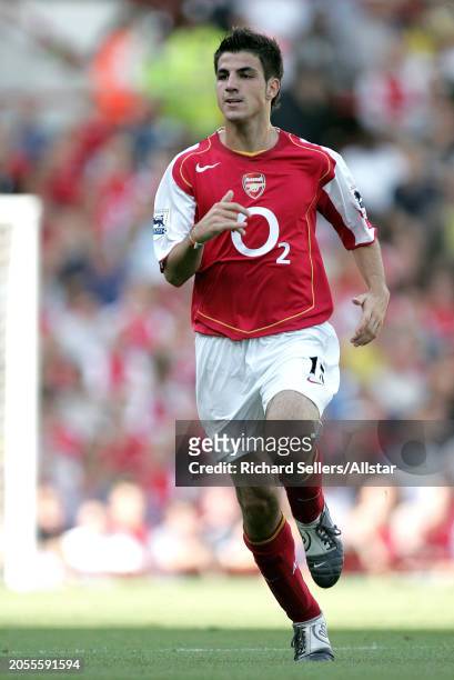 August 22: Cesc Fabregas of Arsenal running during the Premier League match between Arsenal and Middlesbrough at Highbury on August 22, 2004 in...