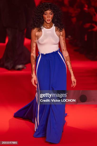 Winnie Harlow walks the runway during the Vetements Ready to Wear Fall/Winter 2024-2025 fashion show as part of the Paris Fashion Week on March 1,...