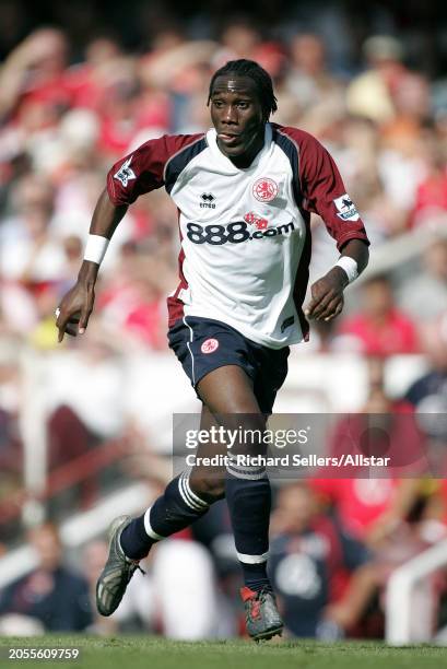 August 22: Joseph Desire Job of Middlesbrough running during the Premier League match between Arsenal and Middlesbrough at Highbury on August 22,...