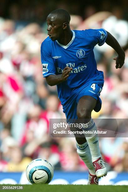 August 28: Claude Makelele of Chelsea on the ball during the Premier League match between Chelsea and Southampton at Stamford Bridge on August 28,...