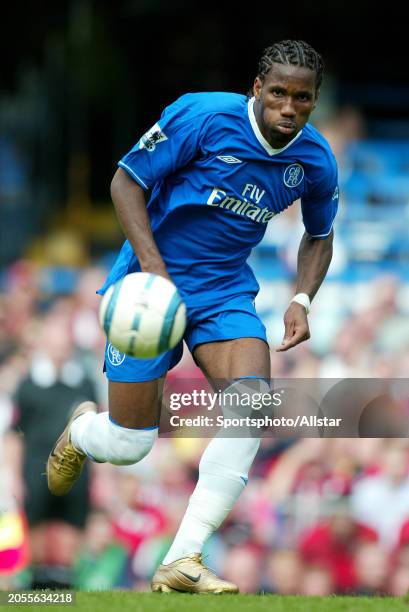 August 28: Didier Drogba of Chelsea on the ball during the Premier League match between Chelsea and Southampton at Stamford Bridge on August 28, 2004...