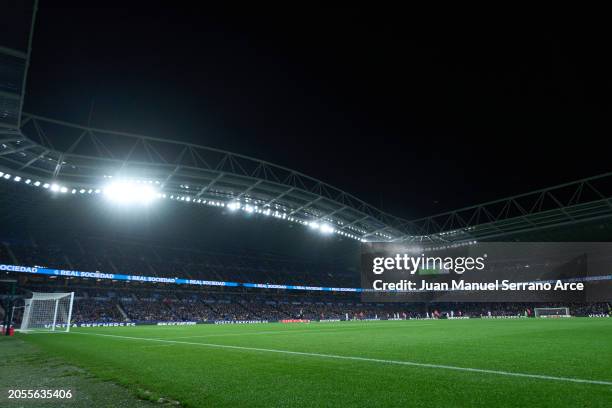 General view inside the stadium during the Copa del Rey Semifinal match between Real Sociedad and RCD Mallorca at Reale Arena on February 27, 2024 in...