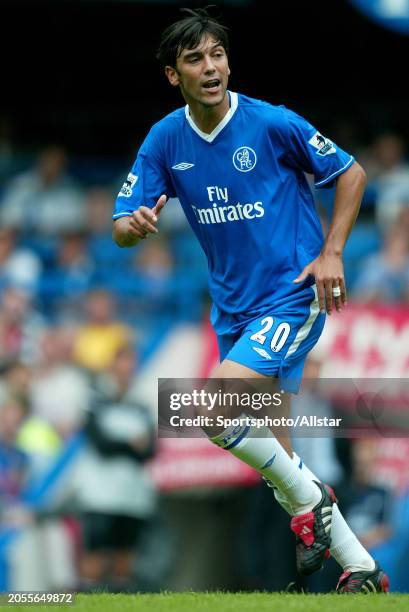 August 28: Paulo Ferreira of Chelsea running during the Premier League match between Chelsea and Southampton at Stamford Bridge on August 28, 2004 in...