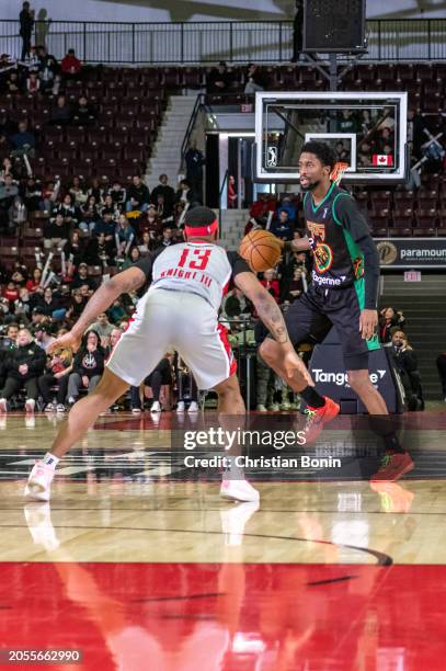 Kobi Simmons of the Raptors 905 handles the ball during an NBA G League game against the Rio Grande Valley Vipers at the Paramount Fine Foods Centre...