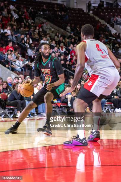 Javon Freeman-Liberty of the Raptors 905 handles the ball during an NBA G League game against the Rio Grande Valley Vipers at the Paramount Fine...