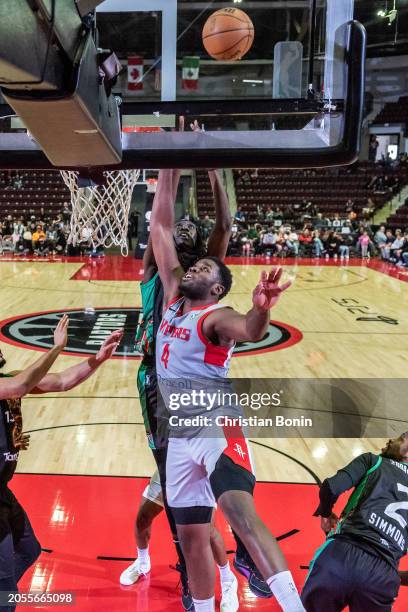 Darius Days of the Rio Grande Valley Vipers attempts to redirect the ball to the basket during an NBA G League game against the Raptors 905 at the...