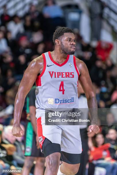 Darius Days of the Rio Grande Valley Vipers celebrates his successful three point shot during an NBA G League game against the Raptors 905 at the...