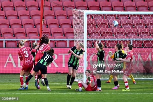 Brooke Aspin of Bristol City scores her team's second goal during the Barclays Women´s Super League match between Bristol City and Brighton & Hove...