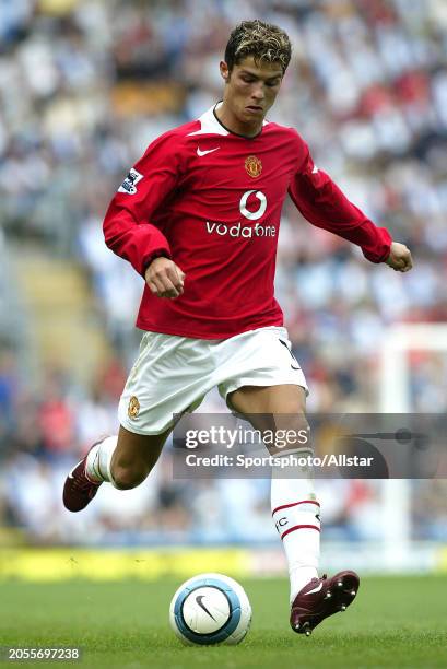 August 28: Cristiano Ronaldo of Manchester United on the ball during the Premier League match between Blackburn Rovers and Manchester United at Ewood...