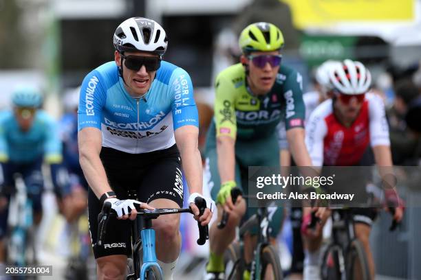 Sam Bennett of Ireland and Decathlon AG2R La Mondiale Team crosses the finish line during the 82nd Paris - Nice 2024, Stage 1 a 157.7km stage from...