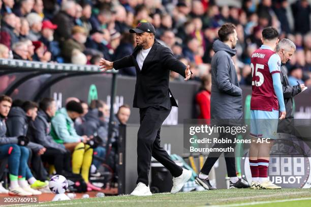 Head Coach Vincent Kompany of Burnley during the Premier League match between Burnley FC and AFC Bournemouth at Turf Moor on March 03, 2024 in...