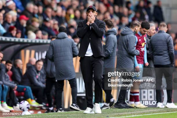 Head Coach Vincent Kompany of Burnley during the Premier League match between Burnley FC and AFC Bournemouth at Turf Moor on March 03, 2024 in...