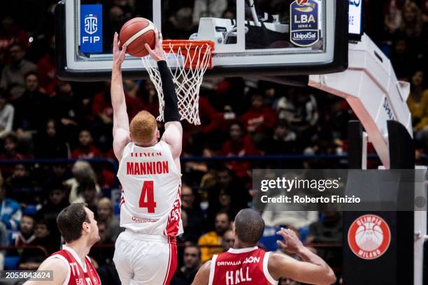 Niccolò Mannion of Openjobmetis Varese in action during the LBA Lega Basket Serie A Round 21 match between EA7 Emporio Armani Milan and Openjobmetis...