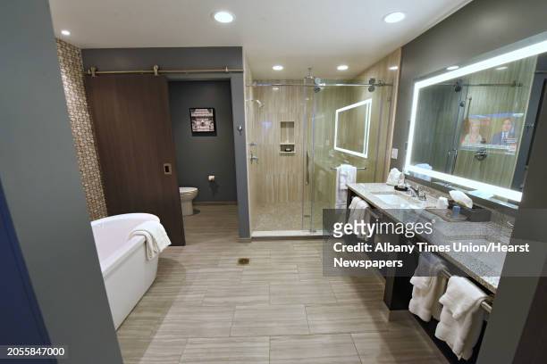 Master bathroom in The Plaza Suite at Franklin Square Inn on Monday, Jan. 22, 2018 in Troy, N.Y.