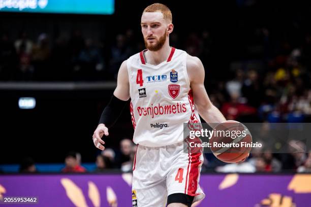 Niccolò Mannion of Openjobmetis Varese in action during the LBA Lega Basket Serie A Round 21 match between EA7 Emporio Armani Milan and Openjobmetis...