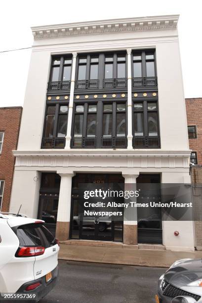 Lafayette Street entrance into The Foster Luxary Apartments near the corner of State and Lafayette Streets on Friday, March 9, 2018 in Schenectady,...