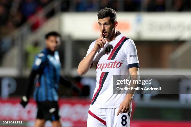 Remo Freuler of Bologna FC gestures during the Serie A TIM match between Atalanta BC and Bologna FC - Serie A TIM at Gewiss Stadium on March 03, 2024...