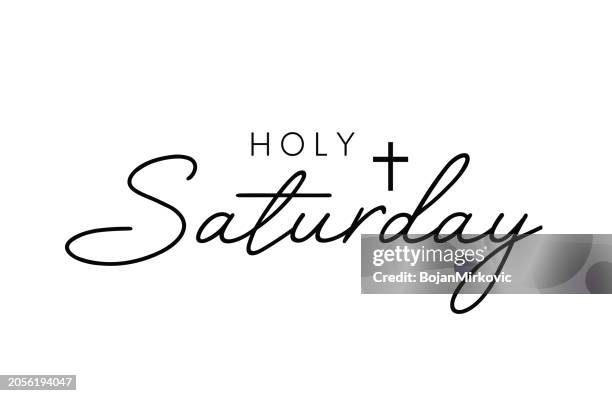 holy saturday lettering card. vector - holy week banner stock illustrations