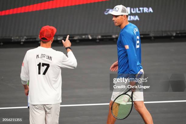 Mike Bryan and Bob Bryan attend The Netflix Slam at Michelob ULTRA Arena on March 03, 2024 in Las Vegas, Nevada.